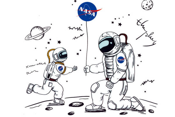 宇航员与月球主题裁片印花，打造独特太空风格服装