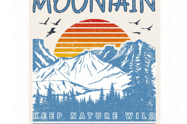 自然山景裁片印花，打造个性户外服装