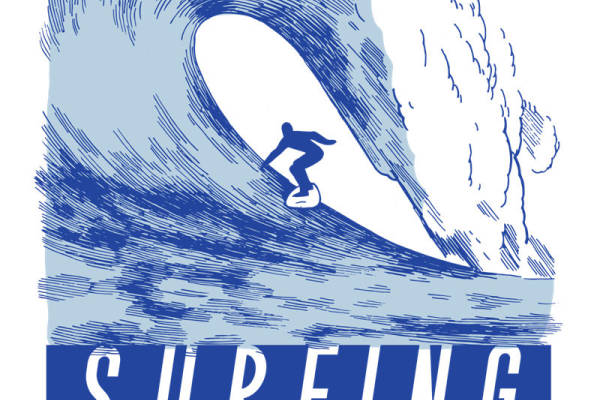 蓝色冲浪图案服装印花裁片，打造个性海滩风