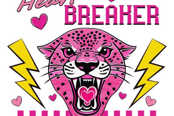 粉色豹纹心形图案服装印花裁片