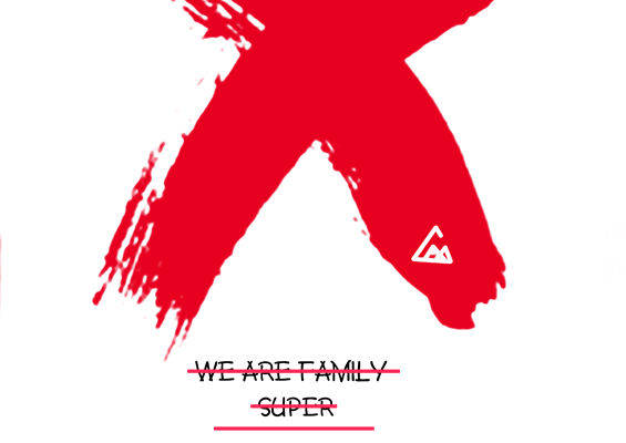 红色大X图案服装印花裁片设计