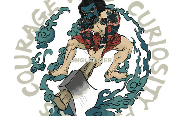 神秘武士纹样裁片印花，打造个性服装