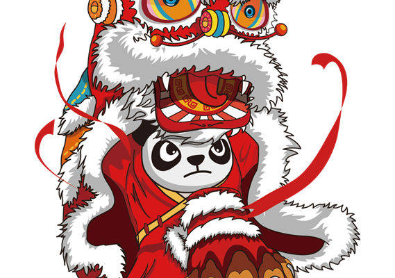 熊猫龙袍裁片印花：创意服装印花设计