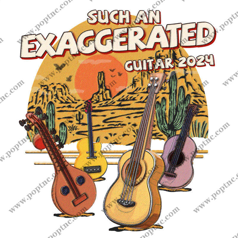 复古吉他与沙漠夕阳,打造独特服装印花