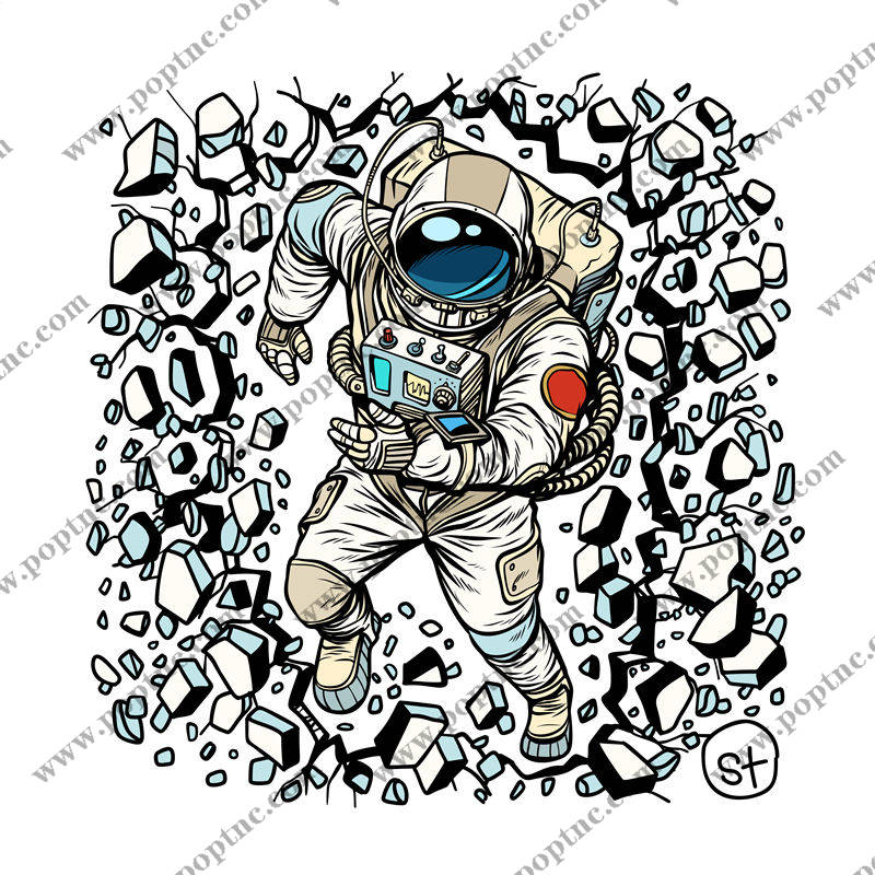 宇航员穿越时空的裁片印花设计,打造独特个性服装