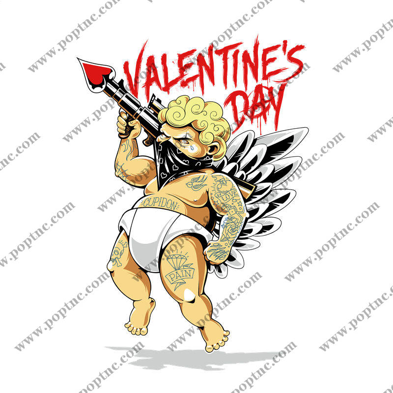 摇滚风纹身丘比特:服装印花裁片设计灵感