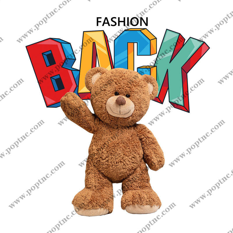 复古卡通熊印花图案,打造个性服装裁片