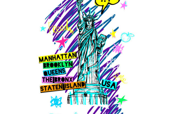 自由女神像服装印花素材，展现纽约风情