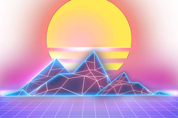 未来感几何山景裁片印花，打造独特服装设计