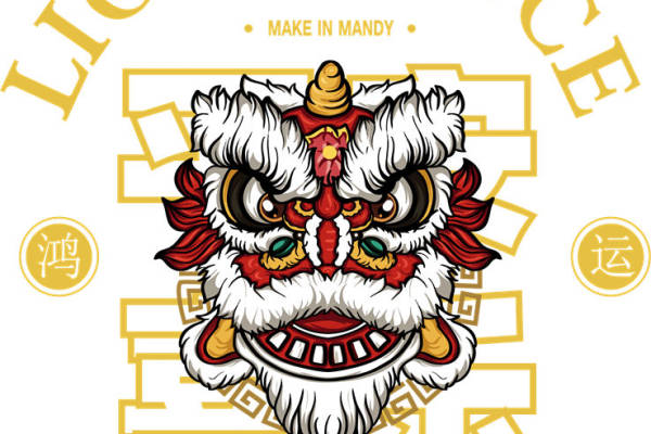 传统舞狮图案裁片印花，为服装增添文化魅力