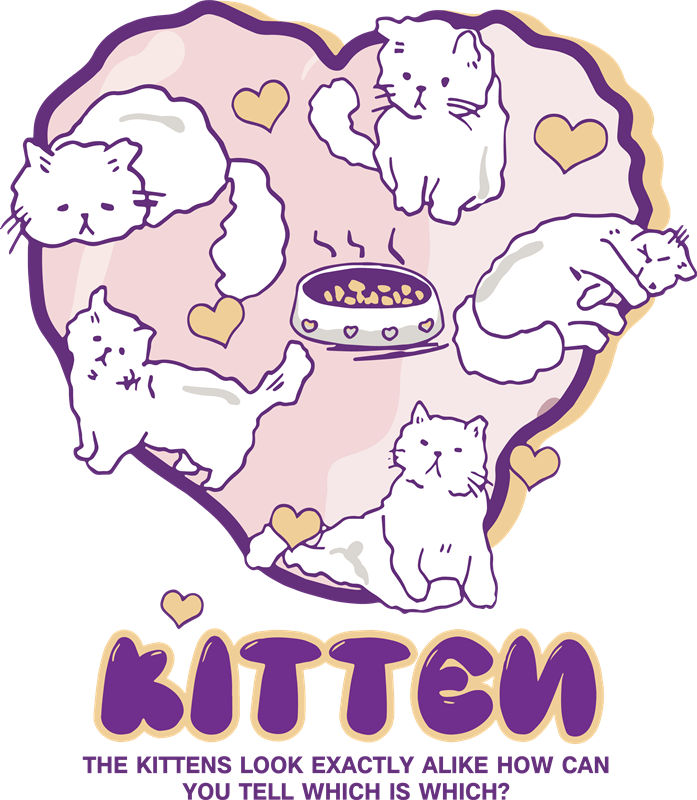 可爱猫咪图案裁片印花，打造独特服装设计