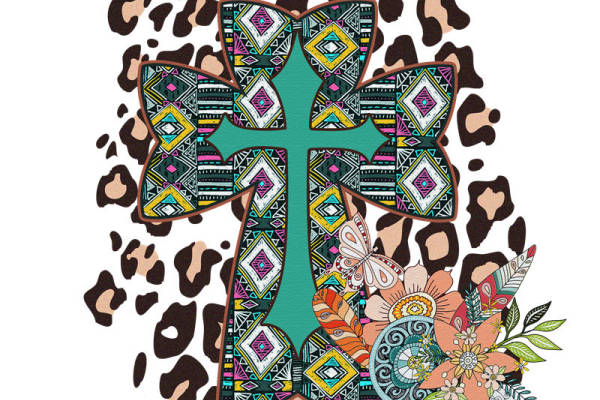 豹纹与民族风交织的服装印花裁片