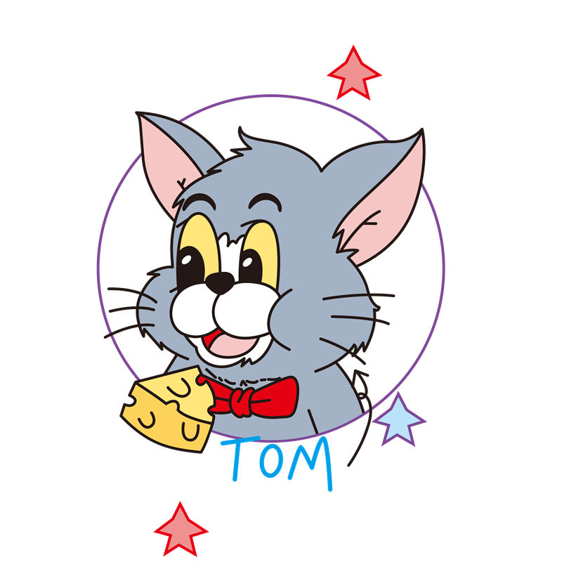 卡通猫头图案裁片印花，打造个性服装