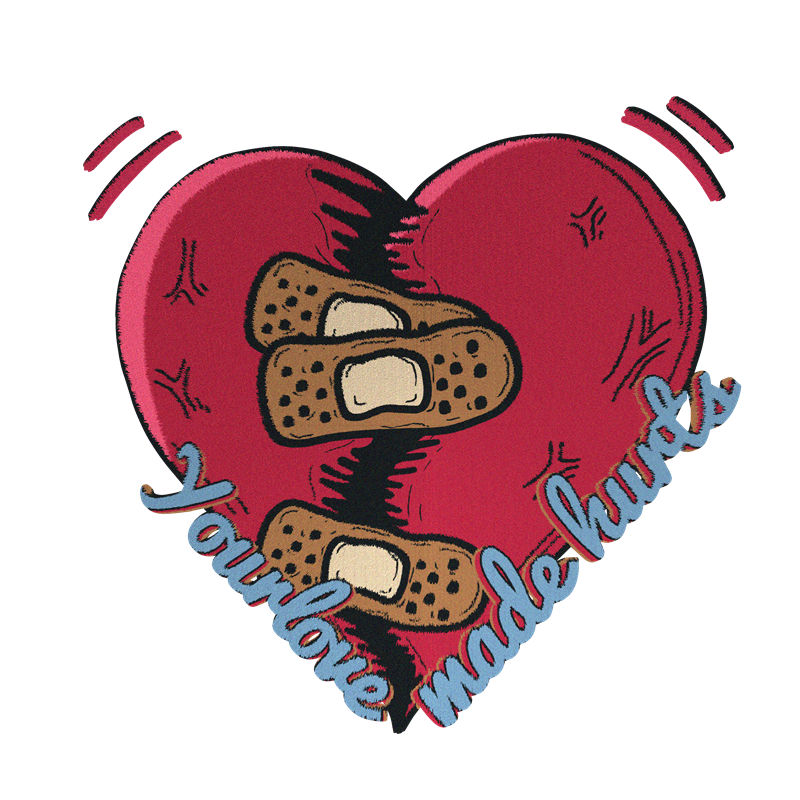 心形绷带裁片印花：创意服装印花设计