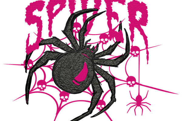 暗黑风蜘蛛与骷髅图案服装印花裁片