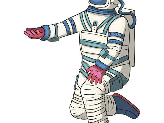 未来科技感宇航员图案服装印花裁片