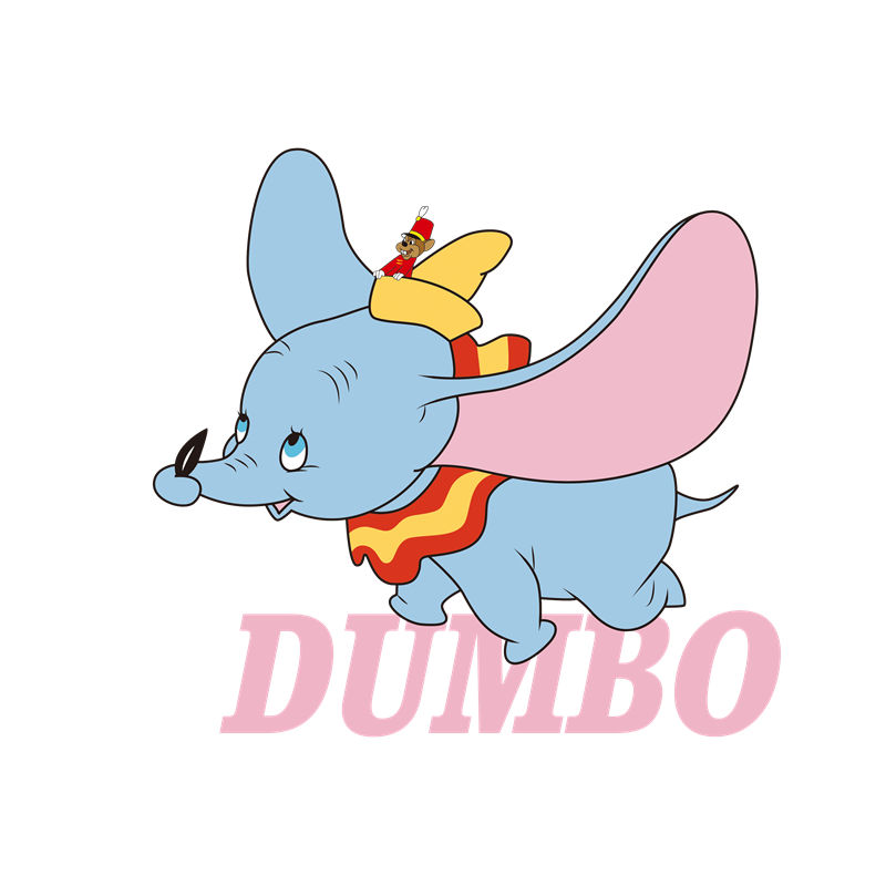 可爱小飞象Dumbo印花图案，适合服装裁片设计