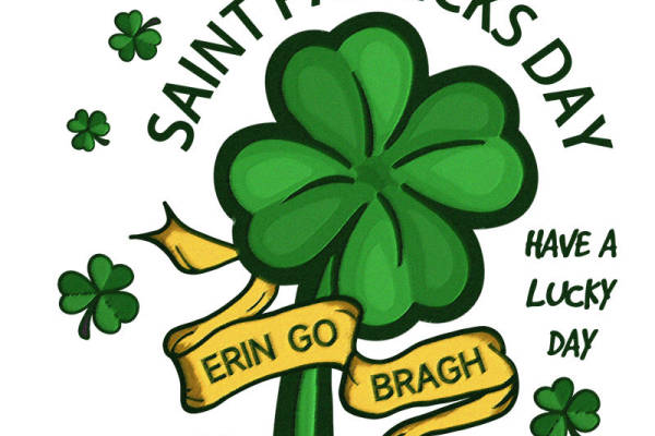 绿色四叶草服装印花图案裁片印花设计