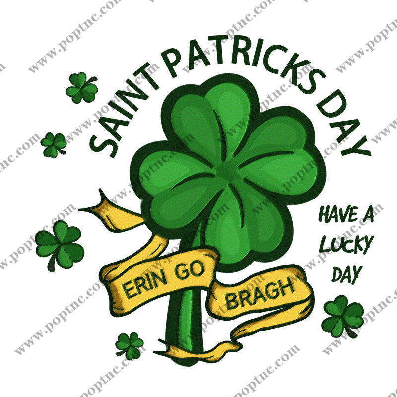 绿色四叶草服装印花图案裁片印花设计