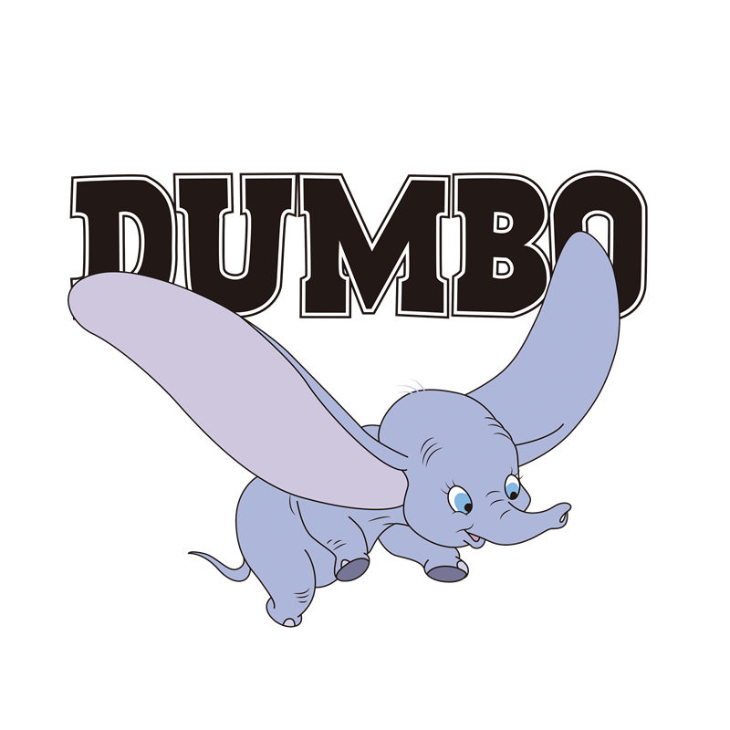 可爱卡通Dumbo大象印花图案，适合服装裁片设计