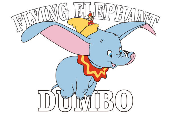 飞天小象Dumbo服装印花素材,可爱童趣设计