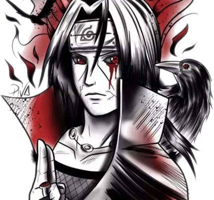 暗黑系忍者纹身图案服装印花裁片