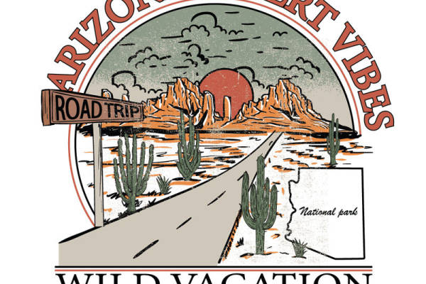 自然风沙漠风景印花图案，适合服装裁片印花设计