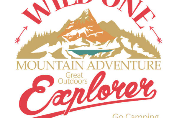 户外探险山峰图案裁片印花，为你的服装增添自然野趣