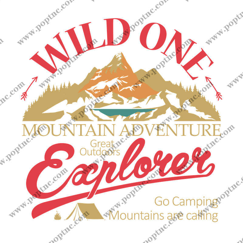 户外探险山峰图案裁片印花,为你的服装增添自然野趣