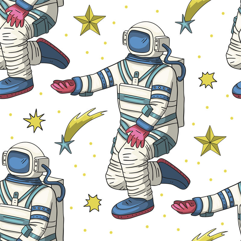 宇航员与星星的梦幻印花裁片，打造独特服装设计