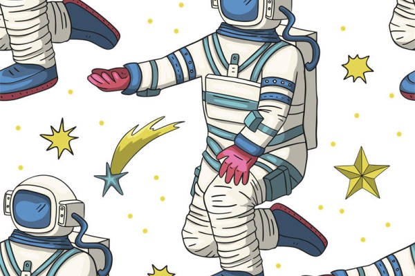 宇航员与星星的梦幻印花裁片，打造独特服装设计
