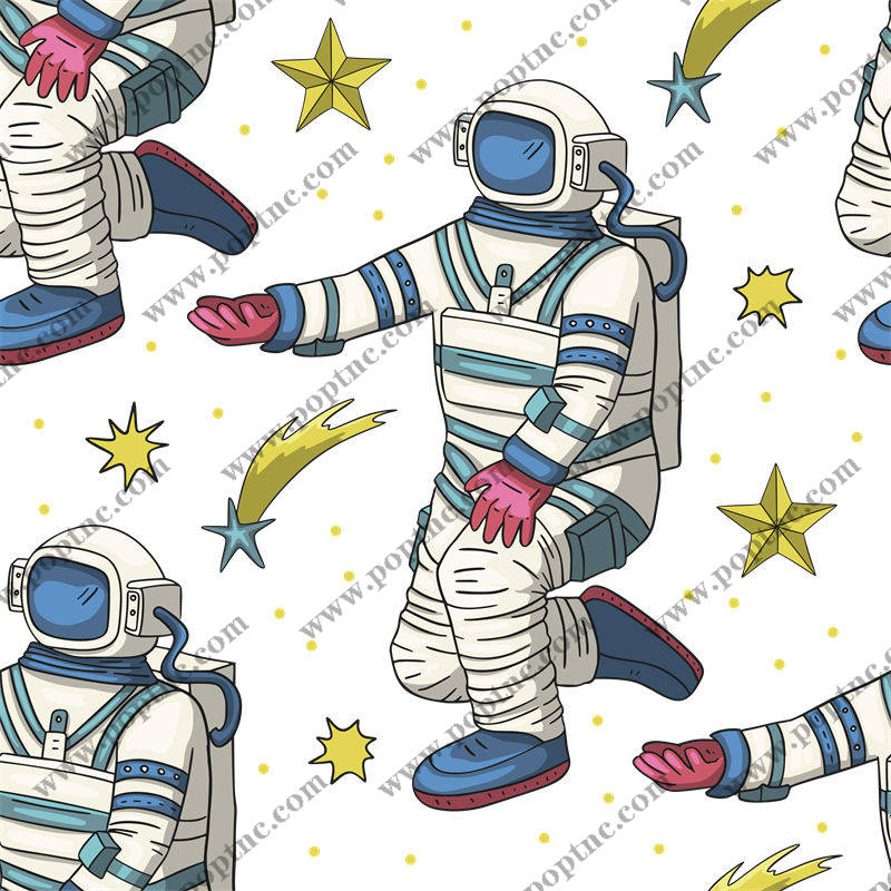 宇航员与星星的梦幻印花裁片,打造独特服装设计