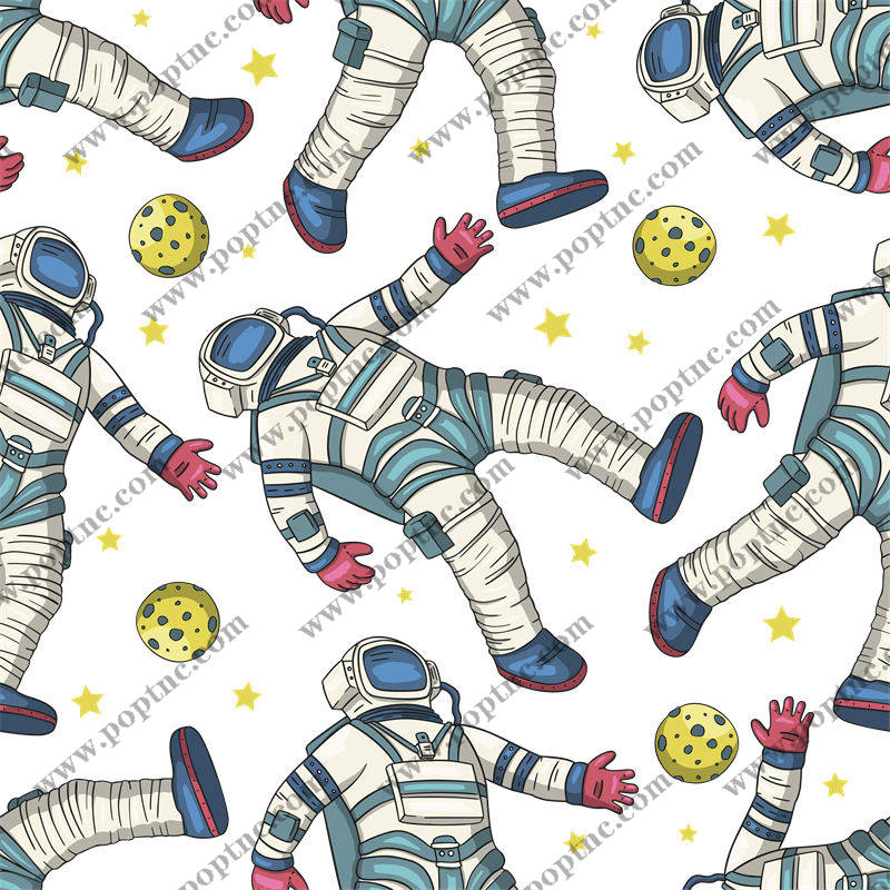 宇航员与星球的梦幻印花裁片:服装印花新选择