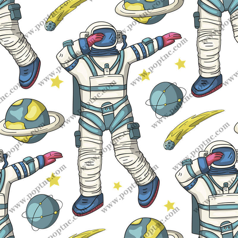 太空探险者裁片印花:宇宙主题服装印花