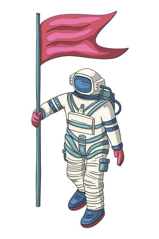 航天员图案裁片印花,独特设计为服装增色