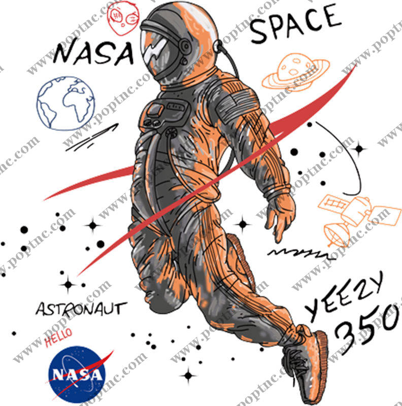 宇航员太空漫步印花图案,适合服装裁片印花设计