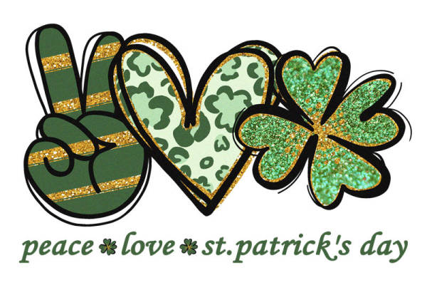 绿色豹纹与四叶草图案的服装印花裁片