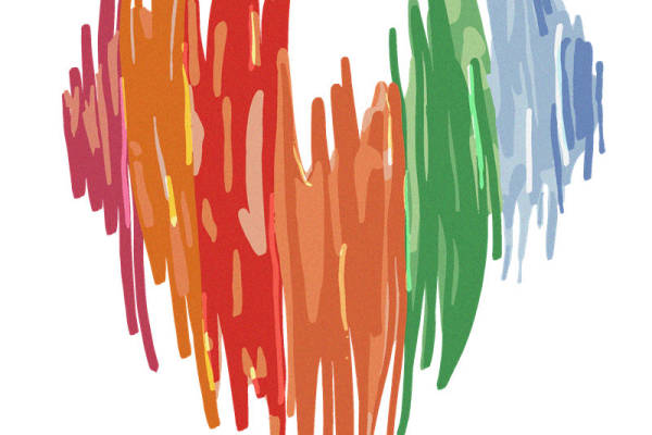 彩色渐变心形裁片印花设计，打造个性服装