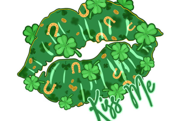 幸运四叶草与马蹄形图案的服装印花裁片