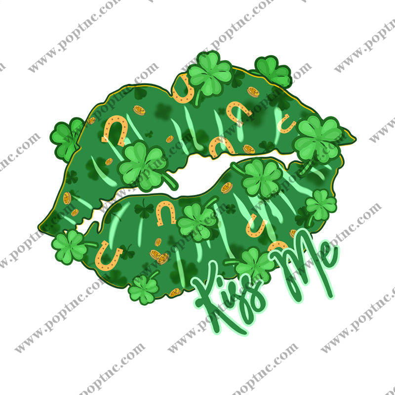 幸运四叶草与马蹄形图案的服装印花裁片