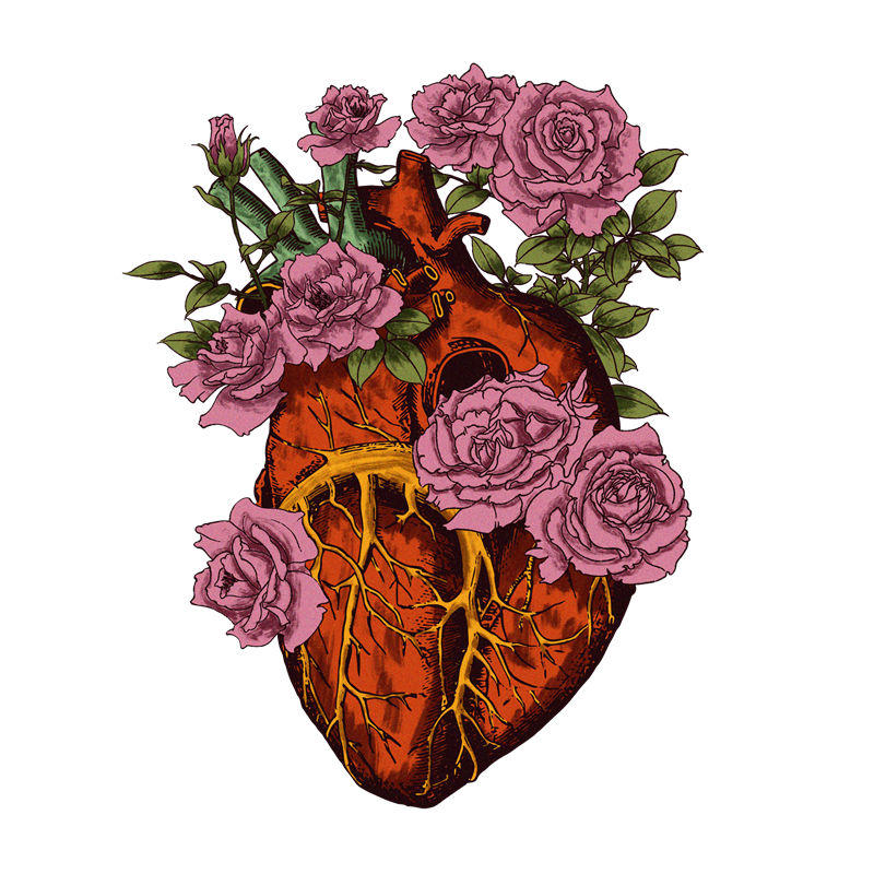 浪漫玫瑰心形花型服装印花裁片