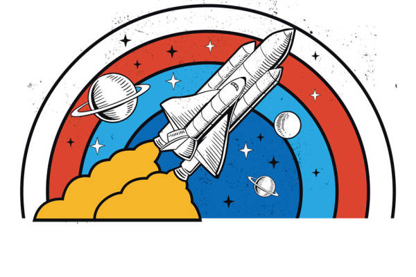太空火箭裁片印花：独特设计的服装印花素材
