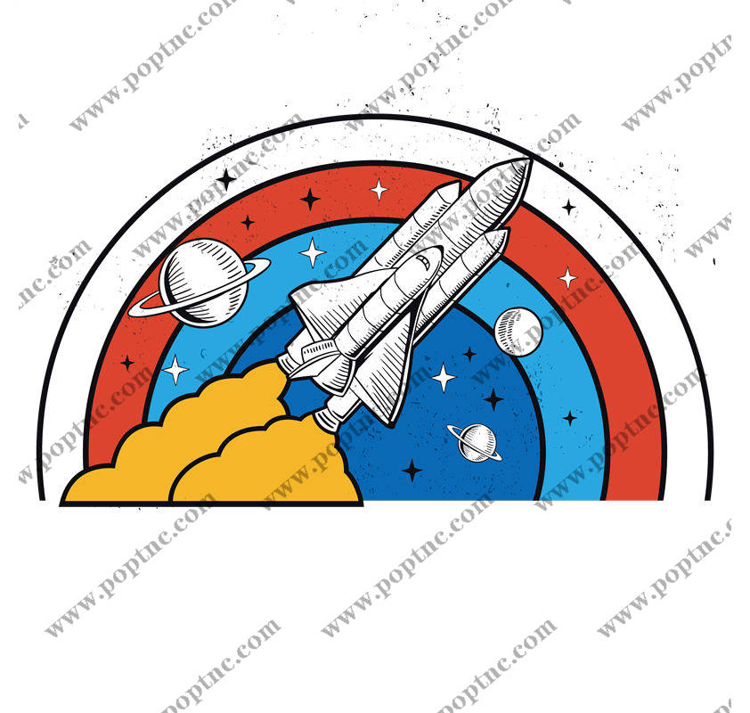 太空火箭裁片印花:独特设计的服装印花素材