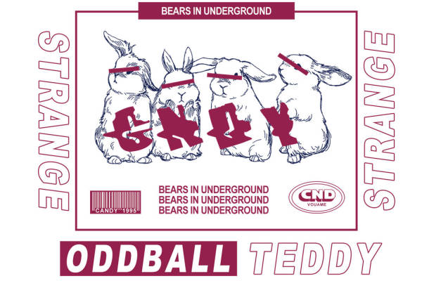 创意兔子图案服装印花素材，轻松打造个性服装