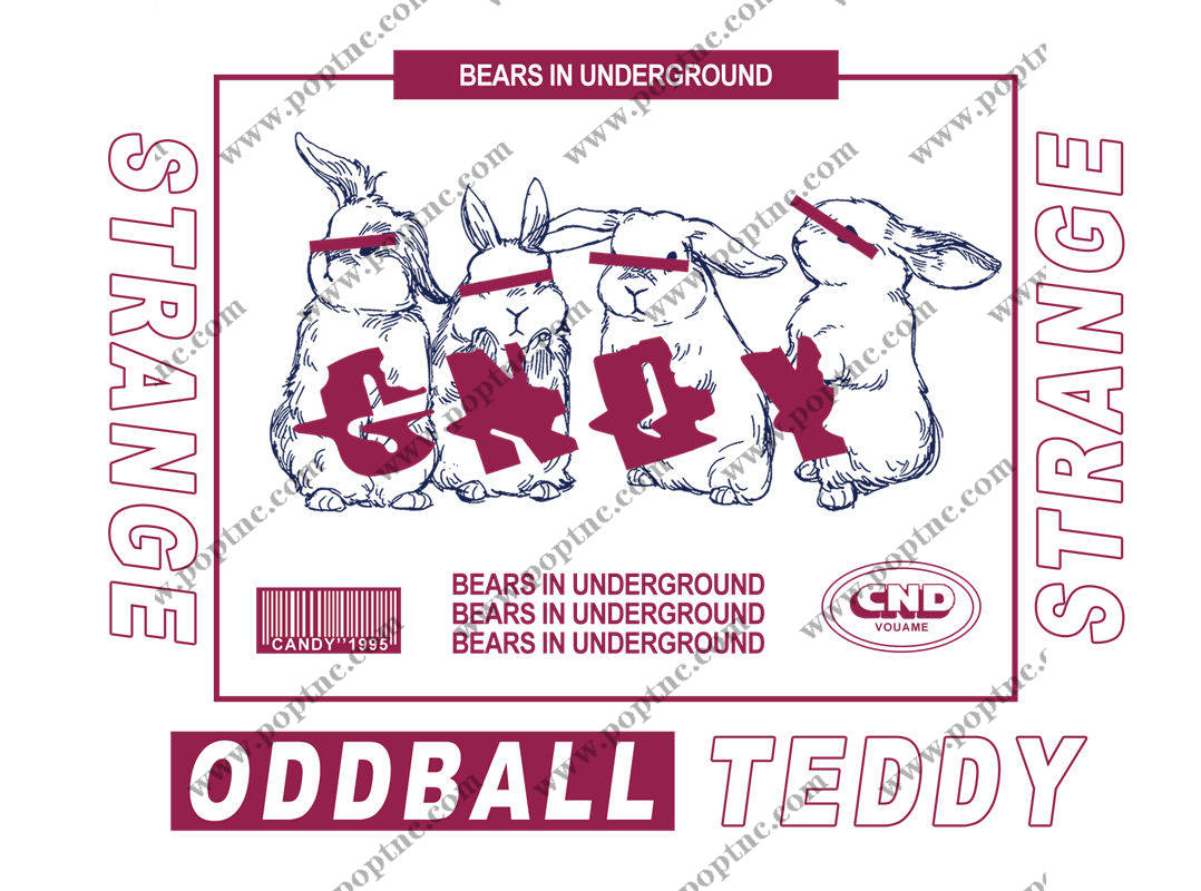 创意兔子图案服装印花素材,轻松打造个性服装