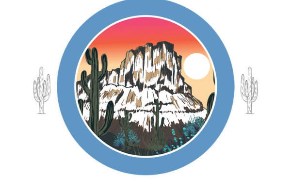 自然沙漠景观印花图案，适用于服装裁片印花