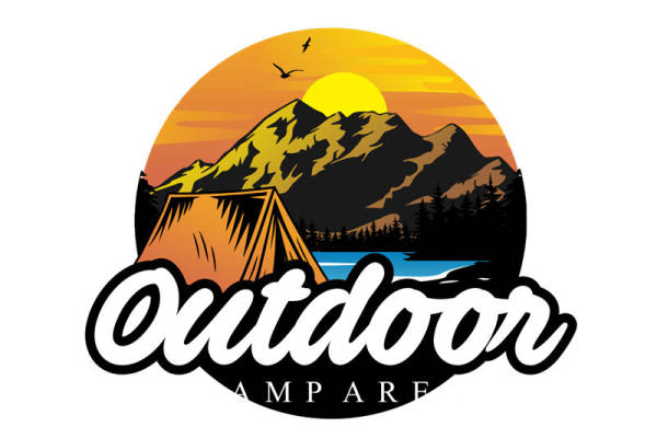 户外山景帐篷印花图案，适合服装裁片印花