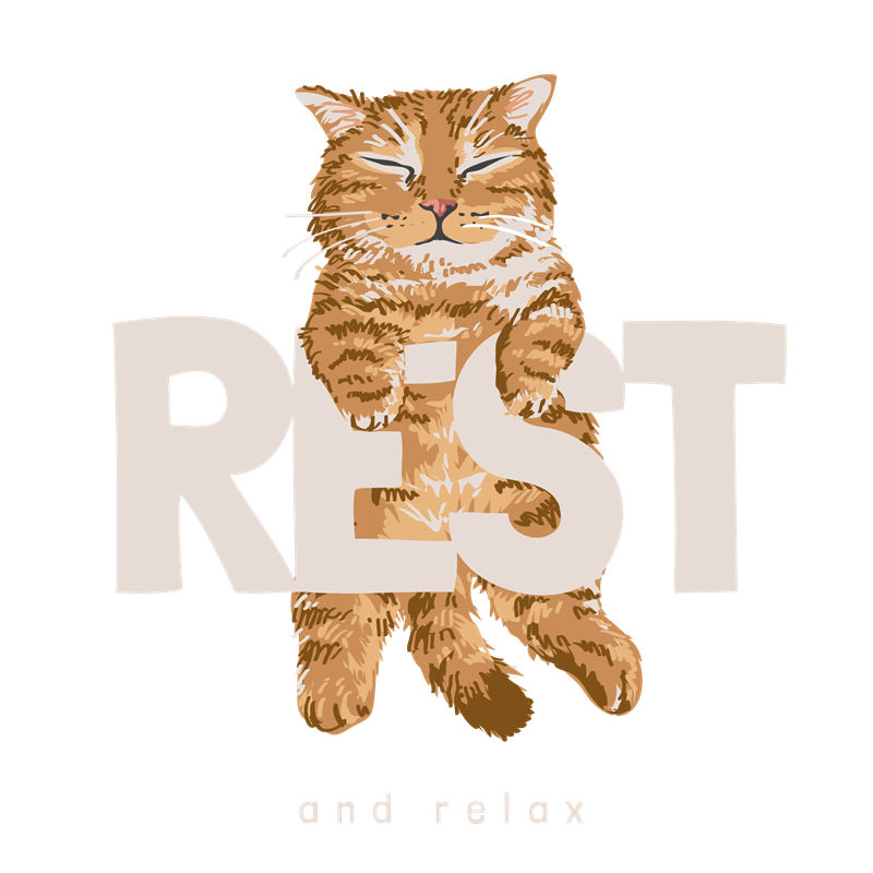 轻松舒适的猫咪图案服装印花素材