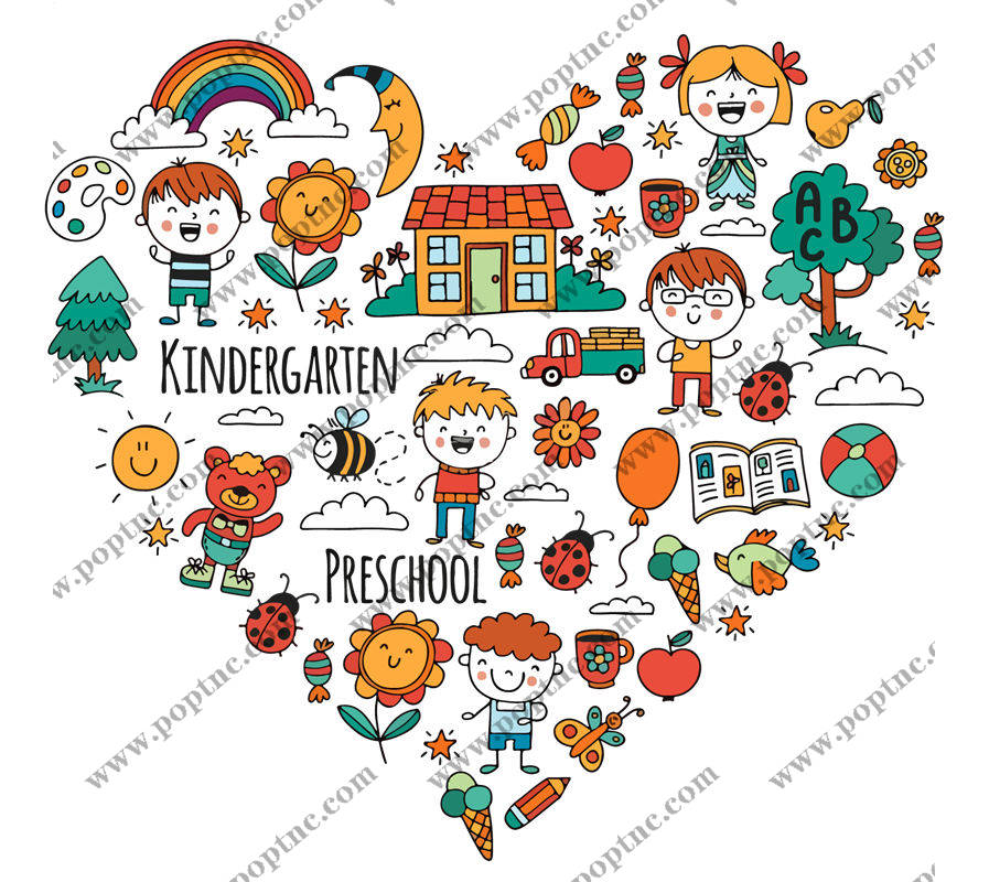 儿童主题心形花型印花:打造童趣服装