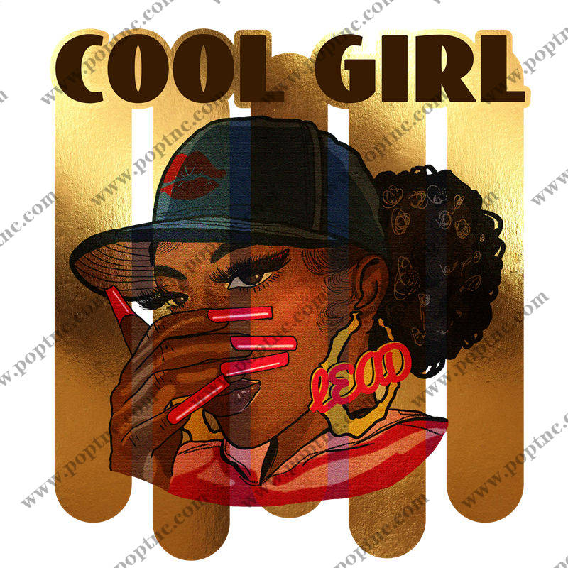 酷女孩帽檐印花裁片,时尚个性服装印花设计